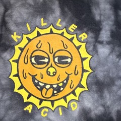 Killer Acid Men’s Black Gray Yellow Cotton Tie Dye Sun Graphic T-Shirt Size M