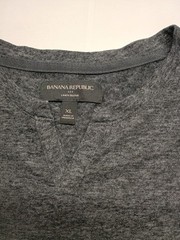 Men’s Banana Republic Gray XL T Shirt Linen Blend Split Collar V Neck