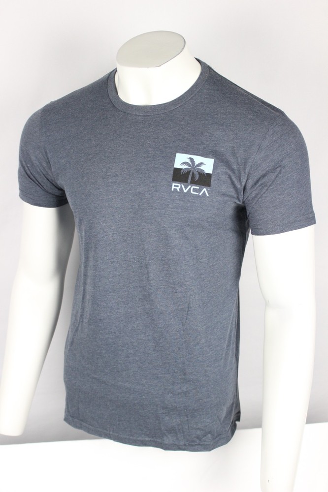 RVCA Men’s Acute Graphic T Shirt Short Sleeve Blue Heather 50/50 Cotton / Poly