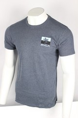 RVCA Men’s Acute Graphic T Shirt Short Sleeve Blue Heather 50/50 Cotton / Poly