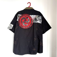 Levellers Custom Shirt Size 3XL Short Sleeve Black 19.5” Collar Punk Handmade