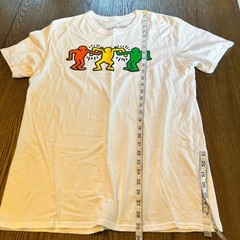 Keith Haring Graphic T-Shirt Cotton White Dancing Figures Pop Art Large