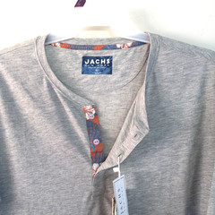 Jachs Signature Soft Touch Henley Shirt 3XL Gray Short Sleeve 3 Button NWT