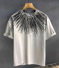 New Fashion Men Trendy Drill Rhinestone Diamond Summer Streetwear Luxury T-Shirt