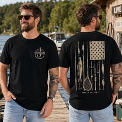 Fishing Dad Graphic 2 Sides Unisex T-Shirt, Reel Cool Dad T-Shirt, Fishing Tee