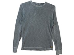 Lucky Brand Slub Thermal Shirt Mens M Gray Waffle Knit Long Sleeve Crewneck