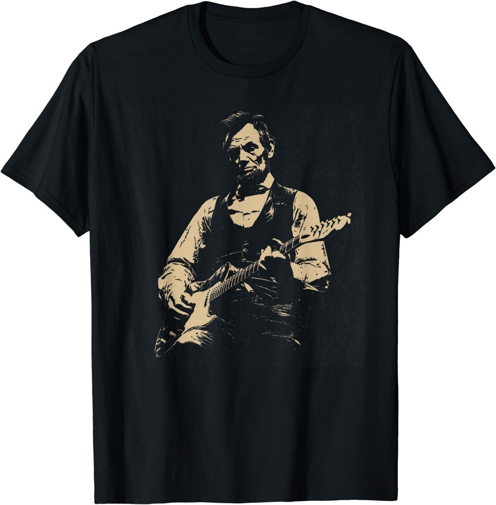 Abraham Lincoln Playing Guitar 4th July 250th Anniversary T-Shirt