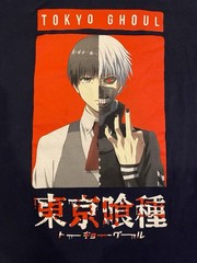 Tokyo Ghoul Crunchy Roll Graphic Print Navy Blue Red T Shirt Mens Size M (38/40)