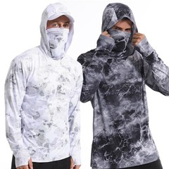 UPF50+ Mens Outdoor Fishing Hoodie Sun Block Skin Protection Long Sleeve Top 🌸