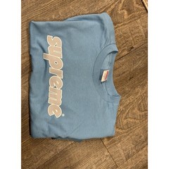 SUPREME Pinline Logo Tee Short T-Shirt Sleeve Shirt in Blue Medium