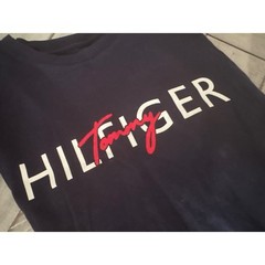 Tommy Hilfiger Mens Navy Blue Long Sleeve Graphic Logo Tee Shirt Small S/P