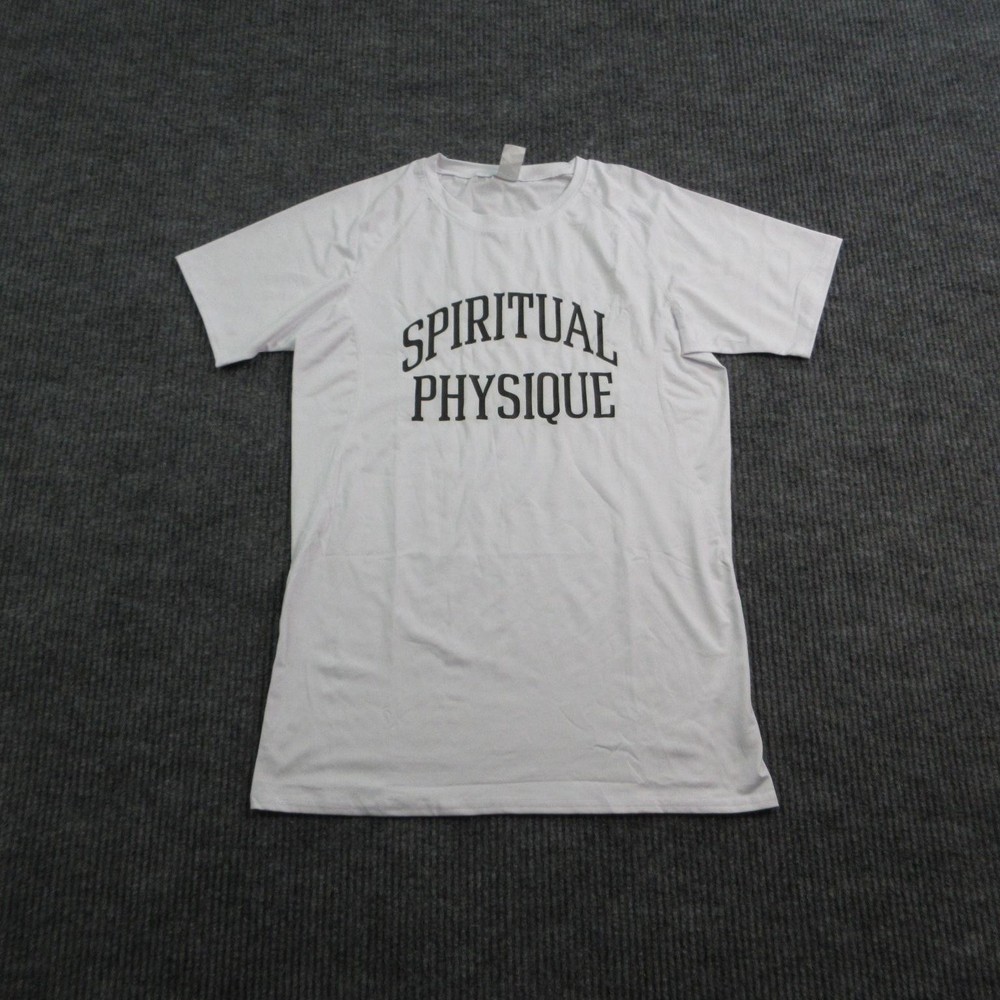 Spiritual Physique Shirt Mens L White Short Sleeve Crew Neck Graphic Tee