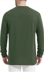 MAGCOMSEN Mens Henley Long Sleeve Casual Shirts Cotton Pocket Army Green Size M