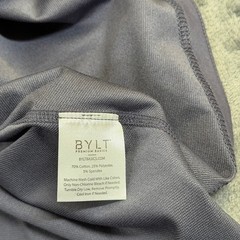 BYLT Drop Cut Lux T Shirt Mens Large Blue Curved Hem Stretch Short Sleeve
