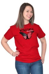 Virginia Original Butterfly America Souvenir Womens Short Sleeve Crewneck Tee