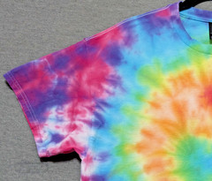 Handmade Tie Dye Rainbow Spiral Pattern Tee Shirt XL 22×28 Cotton Gildan