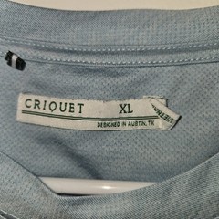Criquet Men Size XL Light Blue Pocket Logo Performance Sport Mesh Crew Neck Tee
