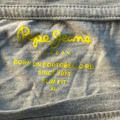 Pepe Jeans T-Shirt Mens Size XL Grey Slim Fit Cotton Short Sleeve Logo Casual