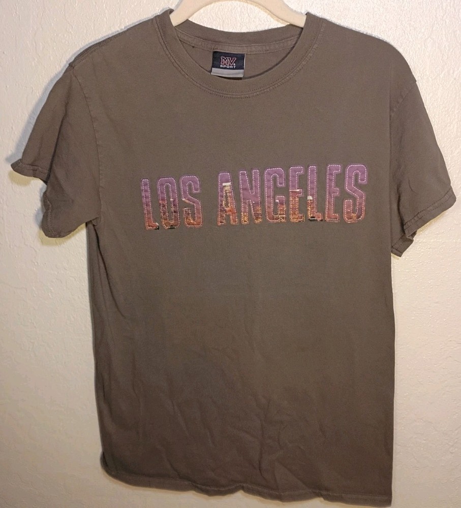 MV Sport Los Angeles T-Shirt Brown Graphic Tee City Skyline Size S