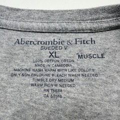 Abercrombie & Fitch Sueded V Neck Muscle T Shirt Mens XL Gray Embroidered Moose