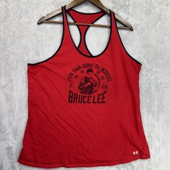 UNDER ARMOUR Bruce Lee Tank Top Womens XL Red Roots Of Fight Racerback Loose