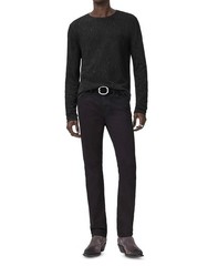 John Varvatos Collection Men’s Vera Distressed Jacquard Textured Crew Tee Black