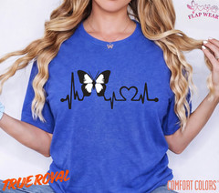 Unisex Butterfly Heartbeat Lifeline T shirt Men T shirt Women valanity Romantic