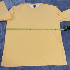 Tommy Hilfiger Men’s Vintage 90s Waffle Knit Long Sleeve Thermal Shirt Yellow XL