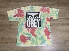 VTG Obey Mens Sz M Oversized Tie Dye Front Back AOP Y2K Tee T-Shirt