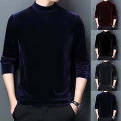 Mens Velvet Half Turtleneck Pullover Long Sleeve Jumper Blouse Tops Warm T-Shirt