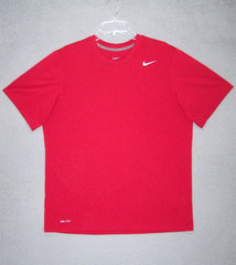 Nike Shirt Adult Large Red Swoosh Logo Dri-Fit Activewear Sports Outdoor Mens