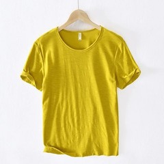 Men’s Raw Edge T-Shirt 100% Cotton Retro Slim Fit Casual O-Neck Lightweight Tee