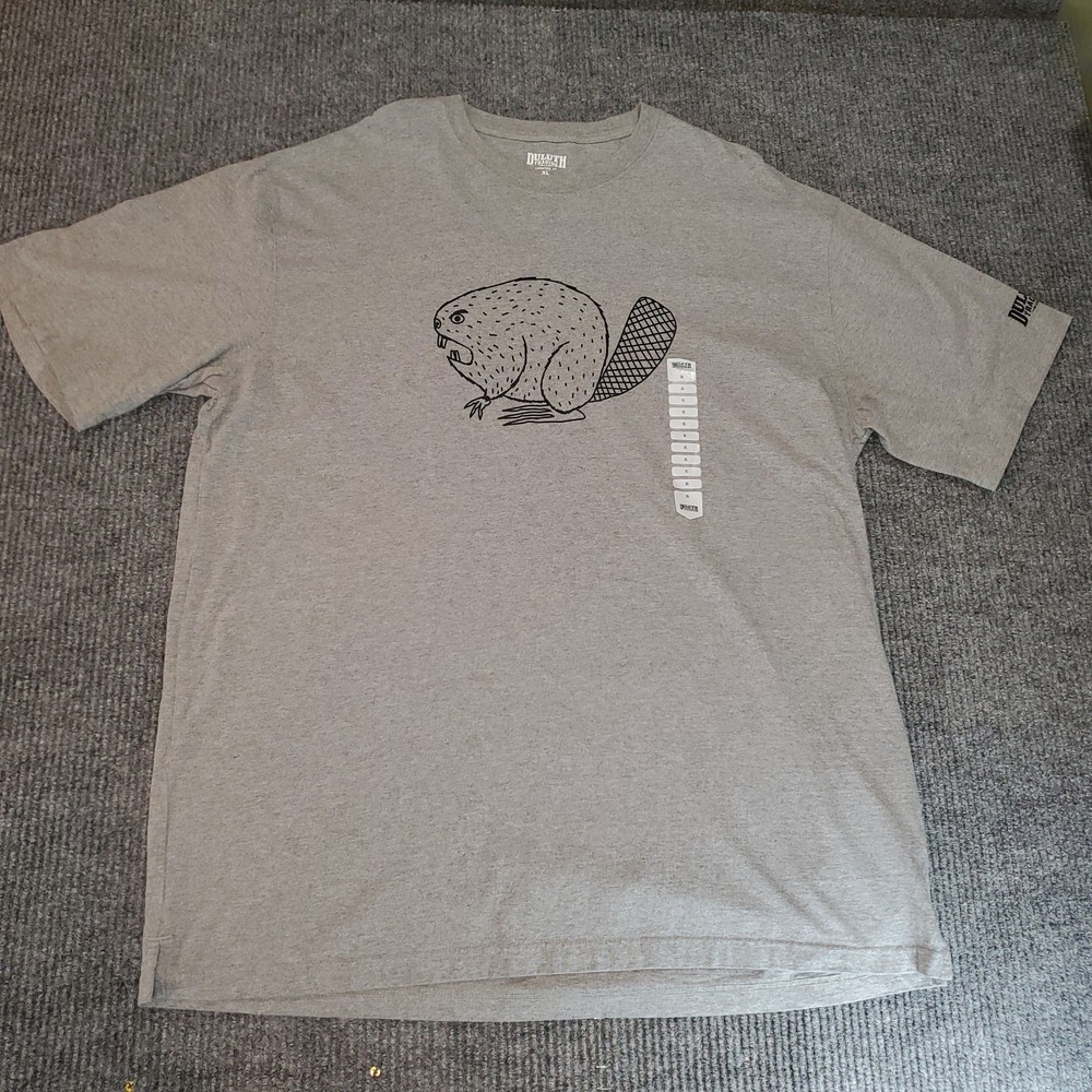 Duluth Trading Co Beaver Graphic Longtail T Shirt Gray XL 100% Cotton NWT