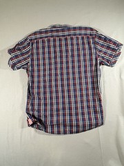 Stacy Adams Men Shirt Short Sleeve Plaid Button Up XL Red White Blue B-8