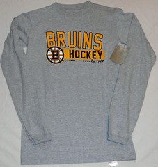BOSTON BRUINS NHL TEAM APPAREL T SHIRT MEN’S S M L XL LONG SLEEVE GRAY NWT