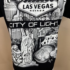 Las Vegas “City Of Lights” AOP T-Shirt Adult L Black & White All Over Print Y2K