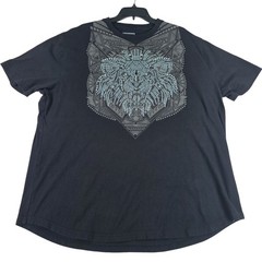 Sean John Shirt Mens 2XL Black Lion Graphic Rhinestone Urban Hip Hop Tee Cotton