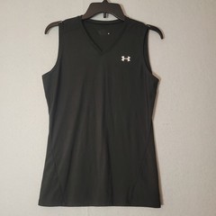 Under Armour T-Shirt Men’s Fitted Black Sleeveless T-shirt, NO TAG-see measureme