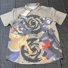 Loungefly Jujutsu Kaisen Anime Graphic Men’s Collared Shirt- Large