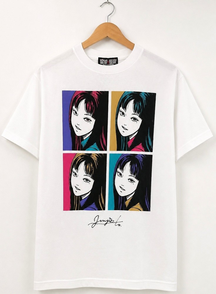 Junji Ito Tomie Pop Art T-Shirt White Japanese Horror Manga Anime Official