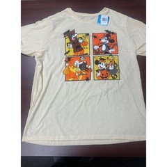 Disney Halloween Cream Graphic T-Shirt Size XL Mickey Mouse Donald Duck Goofy