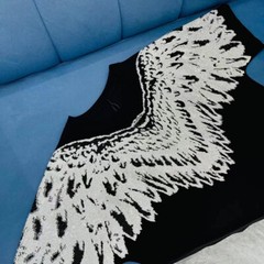 New Hot Drilling Fashion Wing Style Rhinestones Summer Luxury Men Black T-Shirt