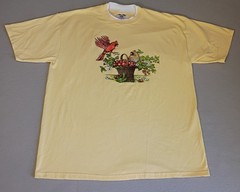 VINTAGE Cardinal Birds & Strawberries T Shirt Size XL, Cottagecore, Grandmacore