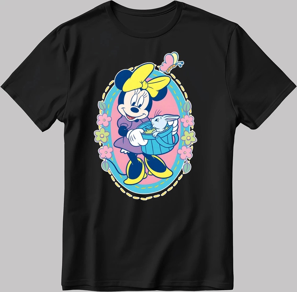 Disney Minnie Mouse Floral Rabbit Mirror T-Shirt Size S-5XL