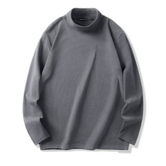 Mens Casual Half Turtleneck Long Sleeve T Shirt Loose Fit Inner Layer Top