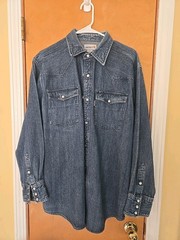 Carhartt S211 DMB Snap- Button Front Denim Jean Work Shirt Large