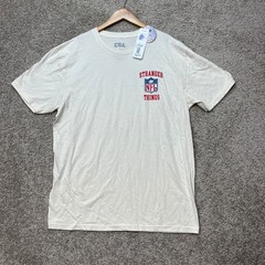 NFL Stranger Things T-Shirt Mens Large Cream Short Sleeve Graphic Tee NEW