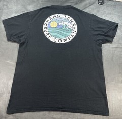 Fade Black Hang Ten Surf Company Shirt XL Hawaii Ocean 2 Sided Wave Pipe wetsuit
