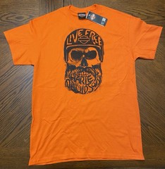 New Harley-Davidson T-Shirt Orange With Inscribed Skull