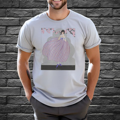 Art Deco Shirt Classic Illustration Graphic Tshirt Cotton Tee Light Gray